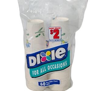 Vintage Dixie Cups For All Occasions Floral Print 9 oz. 60 count bag NEW NOS